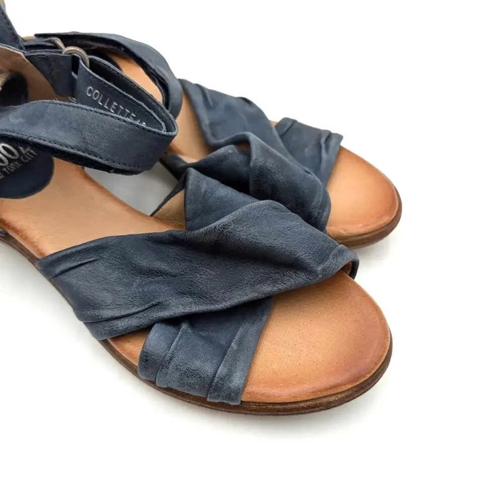 Miz Mooz Collette Leather Heel Sandals Ankle Strap Women's Blue US 10.5-11 EU42